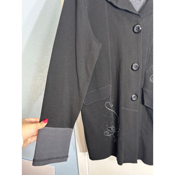 Vincente Jacket XL Black Color Block Embroidered Whimsigoth Stevie Nicks Vamp - Picture 3 of 10